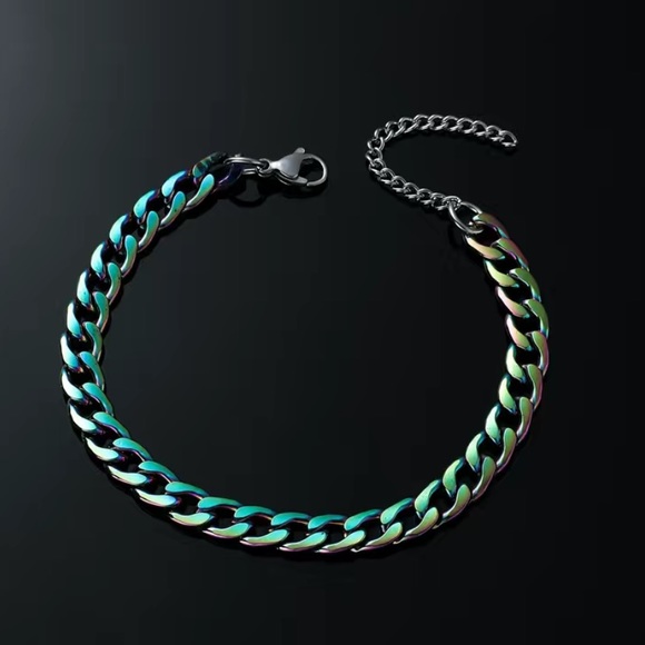 Rainbow Anodized Cuban Chain Bracelet - Picture 6 of 7